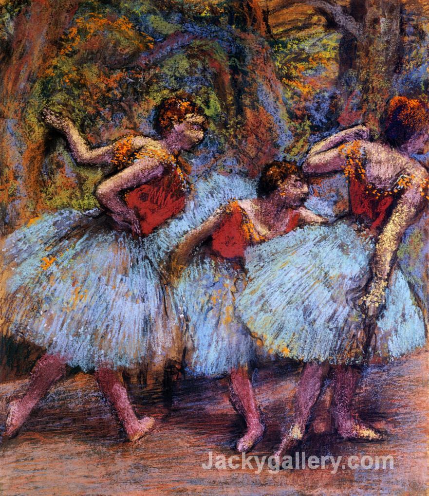 Three Dancers, Blue Skirts, Red Blouses by Edgar Degas paintings reproduction